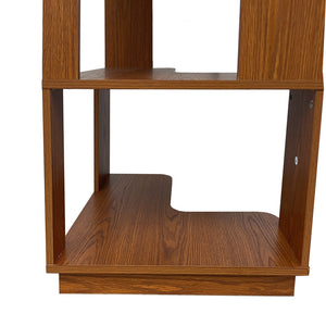 English Elm 6 Tier Freestanding L-Shaped Corner Bookshelf with Anti-Tip, Rounded Corners, 3D Wood Grain Finish Dark Oak W2899P372855