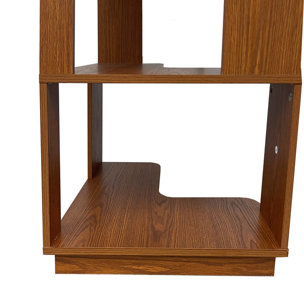 English Elm 6 Tier Freestanding L-Shaped Corner Bookshelf with Anti-Tip, Rounded Corners, 3D Wood Grain Finish Dark Oak W2899P372855
