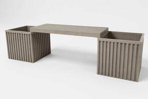 English Elm Grove Outdoor Aluminum Planter Bench Rust Proof Slatted Modular Garden Seating Brown Grey B2755P470159