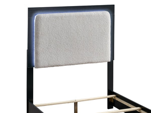 English Elm Steeler Twin Bed Led Backlit Upholstered Headboard Black Frame Gold Accent Feet B078S00701