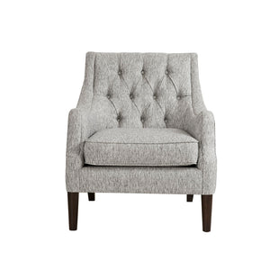 JLA Home Madison Park - Button Tufted Accent Chair with Plush Removable Cushion, Solid Morocco-Finish Wood Legs for Elegance and Comfort Grey FPF18-0513