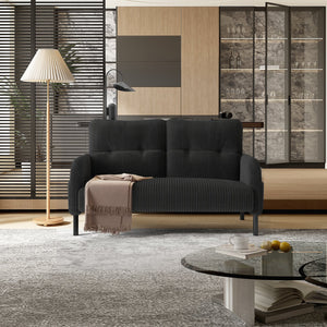 English Elm United We Win Corduroy Two Seat Sofa with Lumbar Support and Built in Storage Pockets Gray W1568P386168