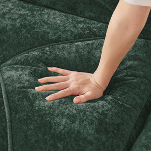 English Elm L-shaped Modular Velvet Sectional Tufted Cloud Sofa with Ottoman for Living Room Green W714S01616