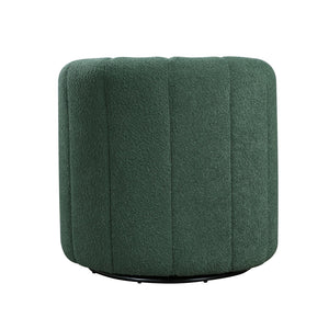 English Elm Modern Swivel Chair with Ottoman in Bouclé Fabric, Solid Wood Frame, Cozy Curved Design for Living Rooms Green 32 L x 31 W x 31.25 H B011P281846