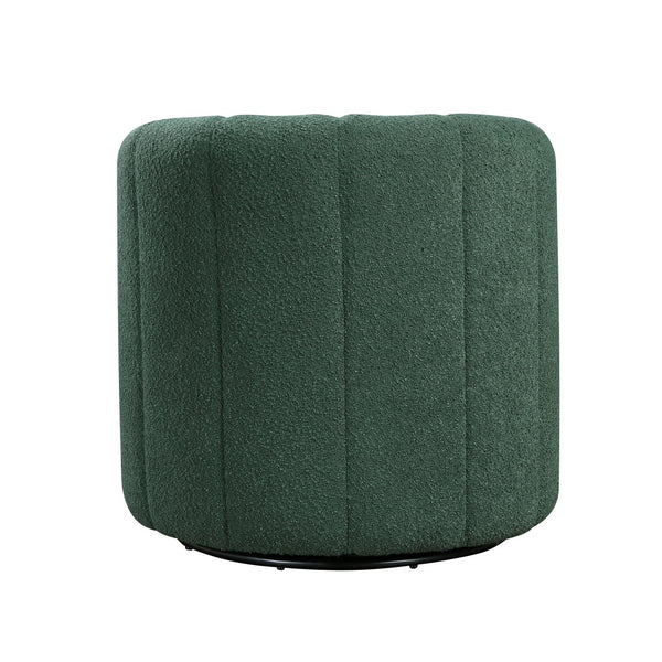 English Elm Modern Swivel Chair with Ottoman in Bouclé Fabric, Solid Wood Frame, Cozy Curved Design for Living Rooms Green 32 L x 31 W x 31.25 H B011P281846