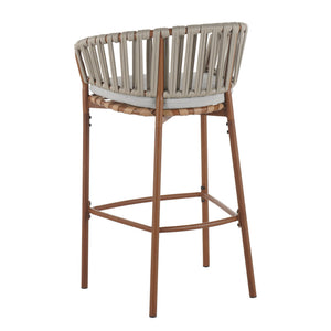 English Elm Lodi Outdoor Woven Pe Rope Barstools with Iron Frame Resort Style Set of 4 N775P268025T-S4