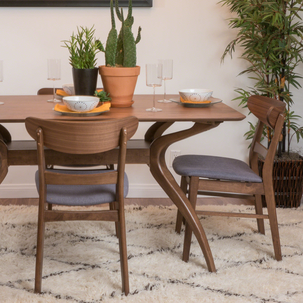 English Elm [video] Rubberwood Dining Chairs Set of 2 Upholstered Mid-century Seats for Modern Homes 58915.00DGY