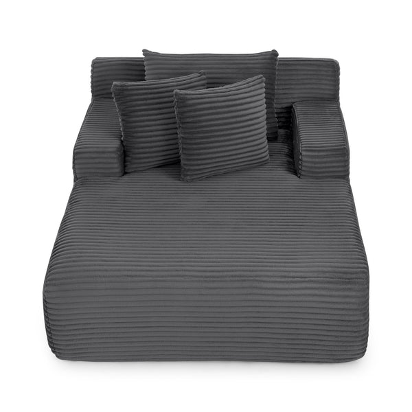 English Elm Single Frameless Velvet Lounge Chair Plush High Density Foam Accent Seat for Living Room Dark Gray W487P420017