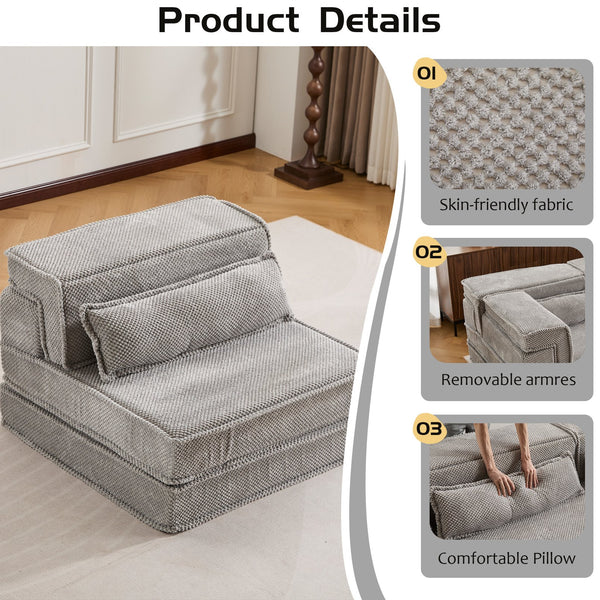 English Elm Compression Modular Floor Sofa Bed - Versatile, No Assembly Required, Cozy Fleece With Memory Foam Comfort W3723P377154