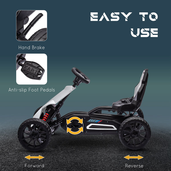 English Elm Aosom Kids Pedal Go Kart with Swing Axle Handbrake and Adjustable Seat for Ages 3 to 8 W2225P217463