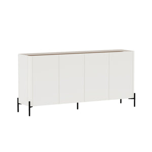 English Elm Abbey 67" Sideboard in Maple and Off White with Soft-Close Doors, Adjustable Shelves, Modern Tray Top Brown+White B365S00111