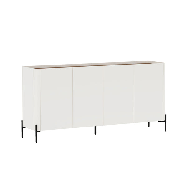 English Elm Abbey 67" Sideboard in Maple and Off White with Soft-Close Doors, Adjustable Shelves, Modern Tray Top Brown+White B365S00111