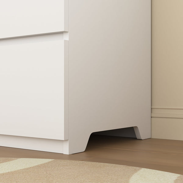 English Elm Modern Six Drawer Dresser with Wave Panel Fronts Handleless Design for Bedroom W409P371346