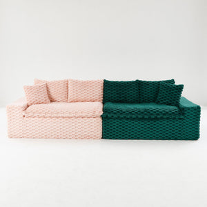 English Elm Luxury Color-Block Turtle Velvet Sofa – Versatile Modular Design For Cozy Living Room Comfort & Style W3371S00049