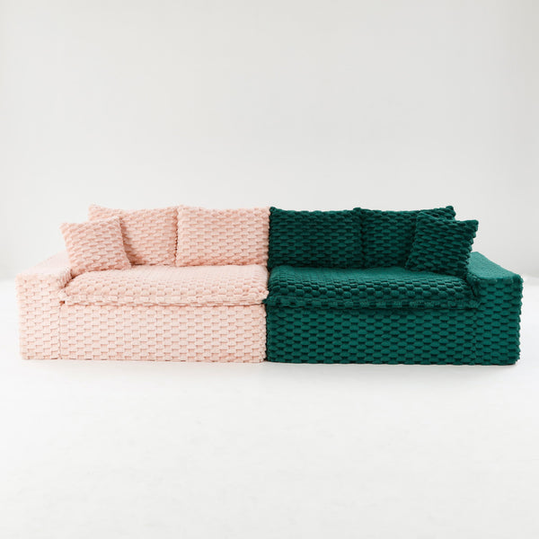 English Elm Luxury Color-Block Turtle Velvet Sofa – Versatile Modular Design For Cozy Living Room Comfort & Style W3371S00049