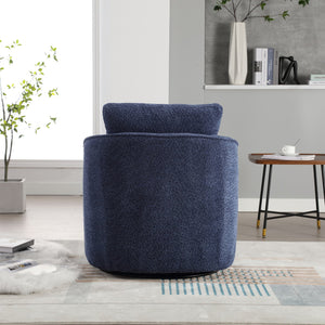 English Elm 30.3"w Boucle Barrel Swivel Chair 360 Rotation Lounge Seating for Living Room Navy W3188P400934