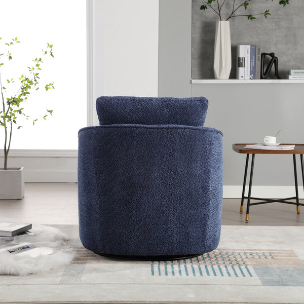 English Elm 30.3"w Boucle Barrel Swivel Chair 360 Rotation Lounge Seating for Living Room Navy W3188P400934
