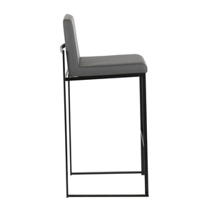 English Elm Contemporary High Back Upholstered Barstool Set with Black Steel Frame for Kitchen B202P222185