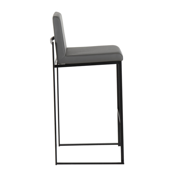 English Elm Contemporary High Back Upholstered Barstool Set with Black Steel Frame for Kitchen B202P222185