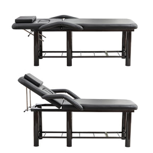English Elm Professional Spa Treatment Bed with Pu Leather Cushion Steel Frame and Storage Shelf W1422P365689