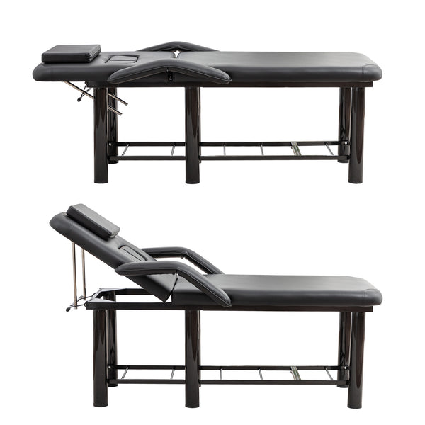 English Elm Professional Spa Treatment Bed with Pu Leather Cushion Steel Frame and Storage Shelf W1422P365689