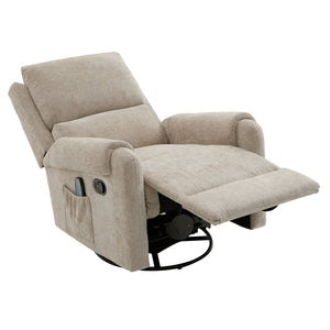 English Elm Manual Recliner Swivel Rocker Massage Chair Chenille Nursery and Living Room Seat Oatmeal N763P347287O