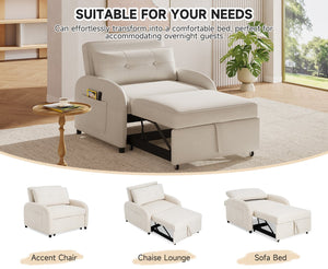 English Elm Christopher Knight Home® - (Old 3-in-1 Convertible Sleeper Sofa Bed with Pillow & Pocket, Compact Loveseat with Pull-Out Bed and Wheels Beige N765P34284849W