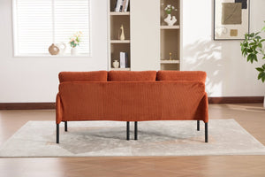 English Elm United We Win Corduroy Loveseat Plush Ergonomic Sofa with Spring Support Metal Legs Orange W1568P410045