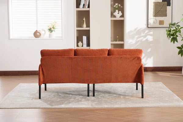 English Elm United We Win Corduroy Loveseat Plush Ergonomic Sofa with Spring Support Metal Legs Orange W1568P410045