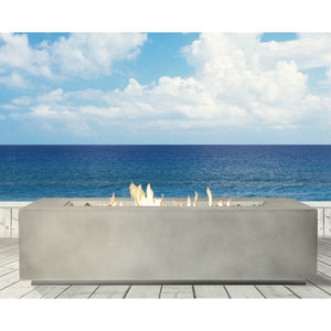 English Elm Concrete Cream White Propane Outdoor Fire Pit Table with Adjustable Flame, Lava Rocks, Durable Finish B120P225131