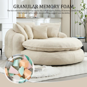 English Elm Oversized Memory Foam Chenille Bean Bag Sofa with Wrap-Around Backrest and Lumbar Support for Adults Beige W395P359408
