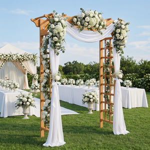 English Elm Wooden Garden Arch Solid Frame Backyard Trellis for Climbing Plants Wedding Ceremony W2640P225585