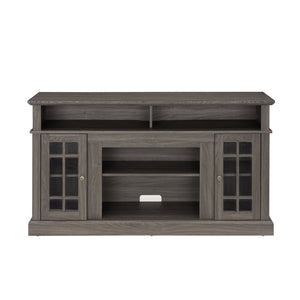 English Elm Classic TV Media Stand Dark Walnut 65" Modern Entertainment Console with Glass Doors, Cable Management and Adjustable Shelves (58.25"W x 15.75"D x 32"H) W2275P389756