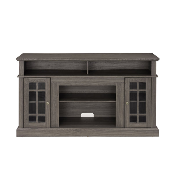 English Elm Classic TV Media Stand Dark Walnut 65" Modern Entertainment Console with Glass Doors, Cable Management and Adjustable Shelves (58.25"W x 15.75"D x 32"H) W2275P389756