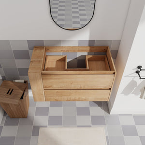 English Elm 36" Wall Mounting Bathroom Vanity with Soft-Close 2/3 Drawers, Adjustable Side Shelf, Water-Resistant Finish W999P168519