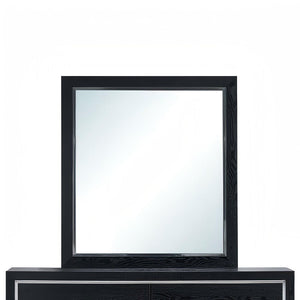 English Elm Livingston Black Frame Mirror G02850-M — Bold Wood-Grain Finish, Wide Low-Distortion Glass Reflector B078P366201