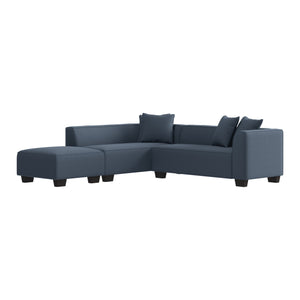English Elm Marston Corduroy L-shape Sectional Sofa Deep Seating Six Seat Modern Living Room Navy Blue B127S00003