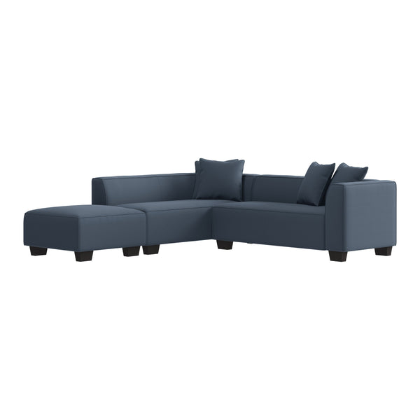English Elm Marston Corduroy L-shape Sectional Sofa Deep Seating Six Seat Modern Living Room Navy Blue B127S00003