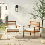 Modern Acacia Wood Outdoor Zander Club Chair Set of 2 - Stylish, Sustainable Comfort for Your Patio