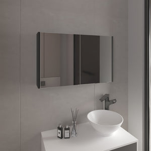 English Elm Bouti Mirrored Double Door Medicine Cabinet with Three Shelves — Wall Mount Storage for Bath & Kitchen Black 36.3 L x 24.9 W x 4.4 H B070P242494