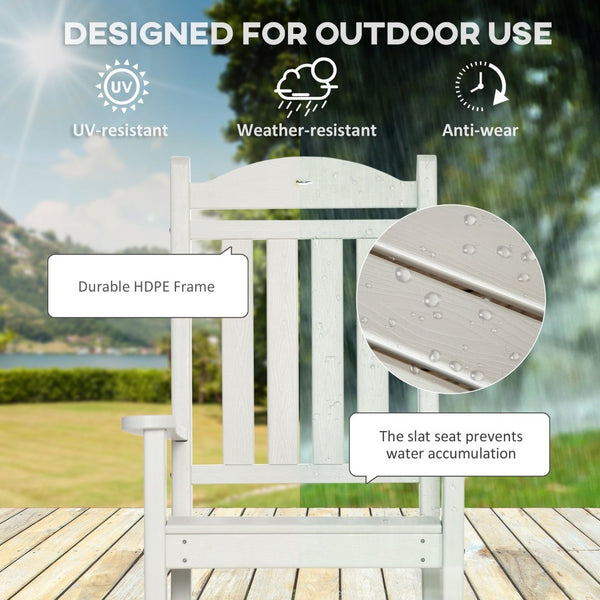 English Elm Outsunny Outdoor Rocking Chair – All-Weather Hdpe, Rustic Design, Oversized Comfort, 350Lbs Capacity W2225P217089-GIGA