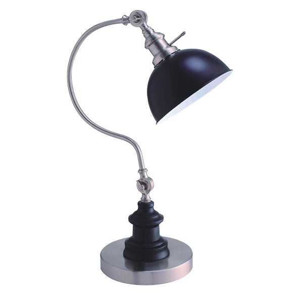 English Elm 22"H Brushed Nickel Desk Lamp Matte Black Shade, Weighted Base, Adjustable Curved Neck, UL Listed B080P237196
