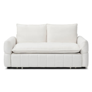 English Elm Sleeper 3-in-1 Pull-Out Couch Bed with Teddy Chaise, Breathable Fabric, Supportive Cushions for Small Spaces Beige W1117P253963