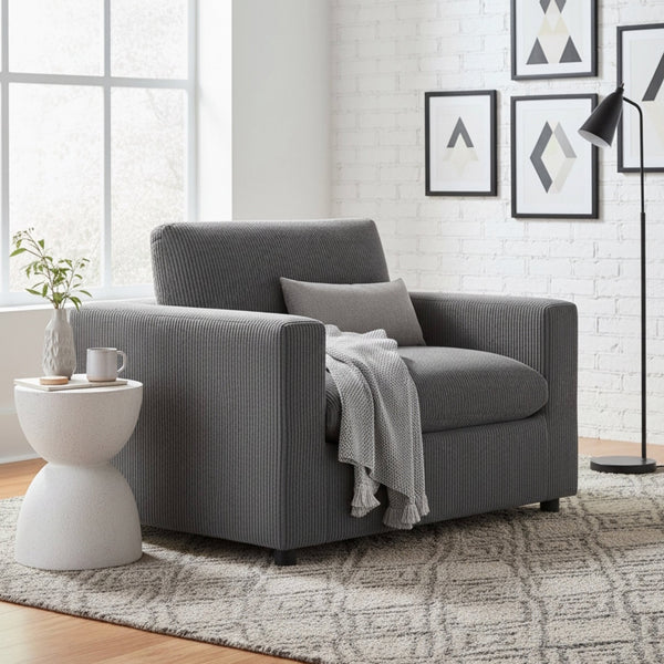 English Elm Chelsea Modern Armchair with Plush Down-Blend Cushions, Removable Covers & Solid Wood Legs Charcoal B050P402012