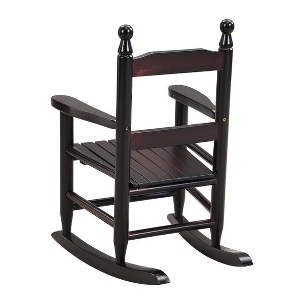 English Elm Children's Solid Oak Rocking Chair in Espresso — Sturdy Hardwood, Slatted Back, Indoor/Outdoor Use W495P194897