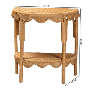 English Elm Japandi Woven Jute Hourglass Side Table Organic Texture for Modern Living Rooms B2750P467800