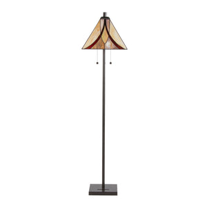 English Elm 63" Tiffany Style Floor Lamp with Stained Green Glass and Bronze Finish B202P471645