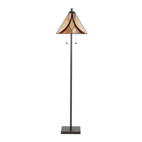 English Elm 63" Tiffany Style Floor Lamp with Stained Green Glass and Bronze Finish B202P471645