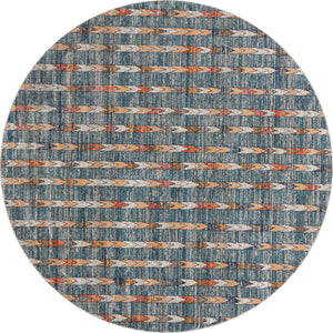 Unique Loom Aramis Aras Machine Made Tribal Rug Blue, Ivory/Navy Blue/Rust Red/Terracotta/Light Brown 10' 0" x 10' 0"