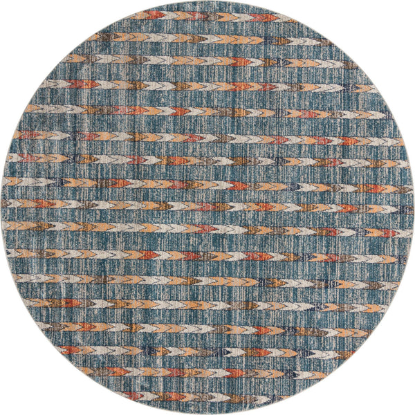 Unique Loom Aramis Aras Machine Made Tribal Rug Blue, Ivory/Navy Blue/Rust Red/Terracotta/Light Brown 10' 0" x 10' 0"